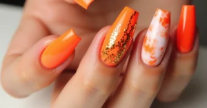 10 Latest short orange coffin nails