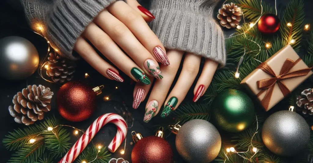 10 Festive Red and Green Christmas Nail Art Designs for Beginners