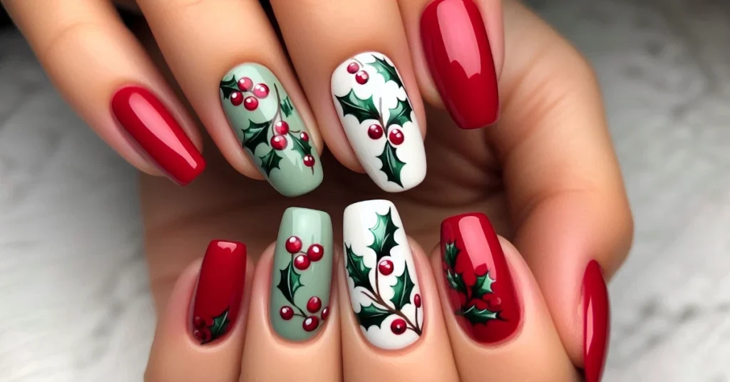Holly Berry Nail Accent