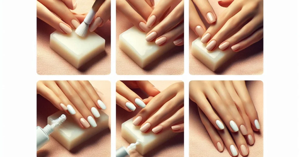 sequence showing the soap nail manicure process