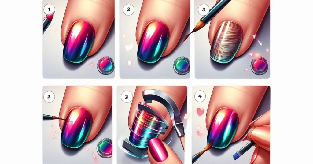 the process of applying cat eye gel polish